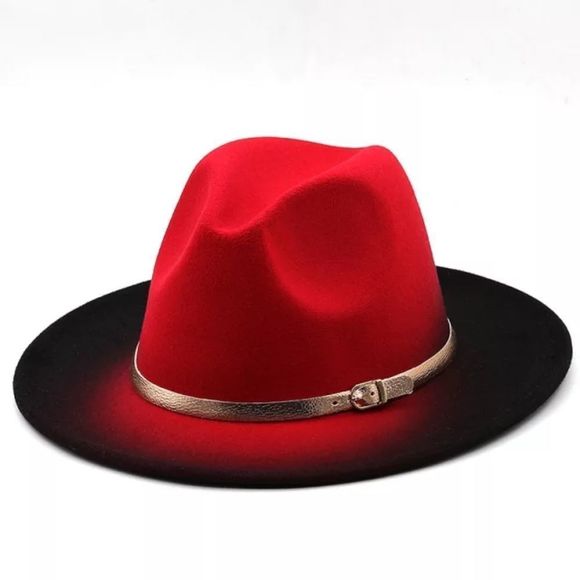Accessories - Red and Black Gradient Fedora Hat
